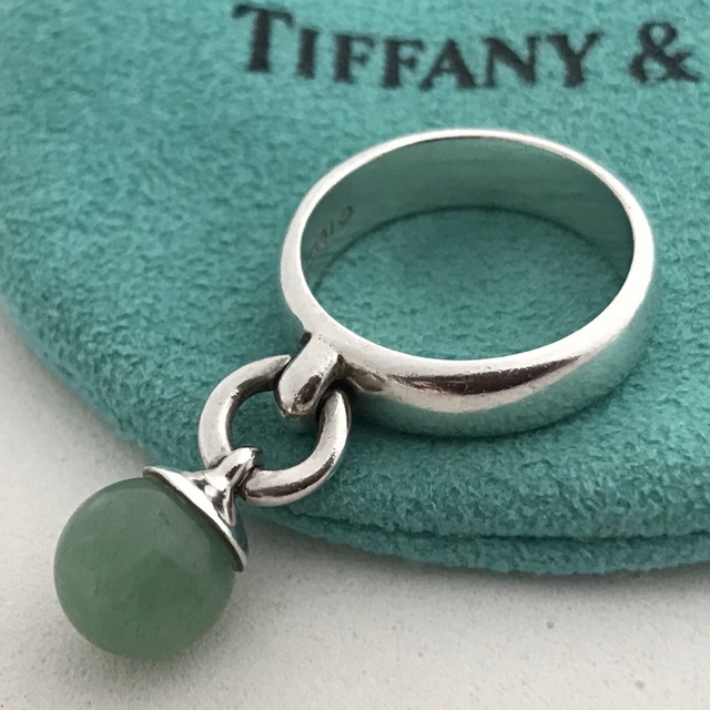 レディースTiffany 翡翠ボールチャームリング希少