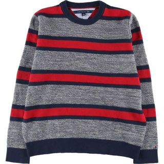 トミーヒルフィガー(TOMMY HILFIGER)の古着 トミーヒルフィガー TOMMY HILFIGER ボーダー柄 コットンニットセーター メンズL /eaa315565(ニット/セーター)