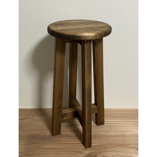 木製の丸椅子(ダークブラウン)   ハンドメイド(スツール)