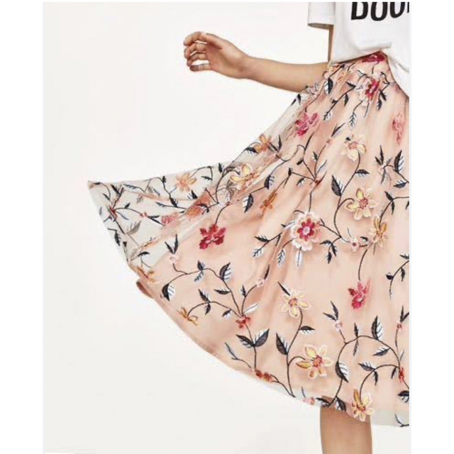 新品♡ZARA ザラ 花柄 フラワー 刺繍 チュール スカート