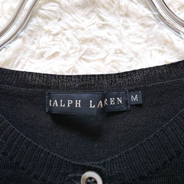 Ralph Lauren(ラルフローレン)のRALPH LAUREN　高級✨カシミヤ＆シルク　カーディガン　M　ブラック レディースのトップス(カーディガン)の商品写真