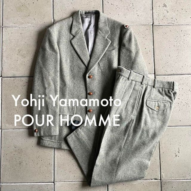 Yohji Yamamoto POUR HOMME - 初期 ヨウジヤマモト プールオム 胡桃ボタン セットアップ  S 丸文字タグ