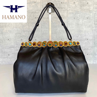 【極美品】HAMANO サンピエトロ パールホワイト ゴールド金具 がま口バッグ
