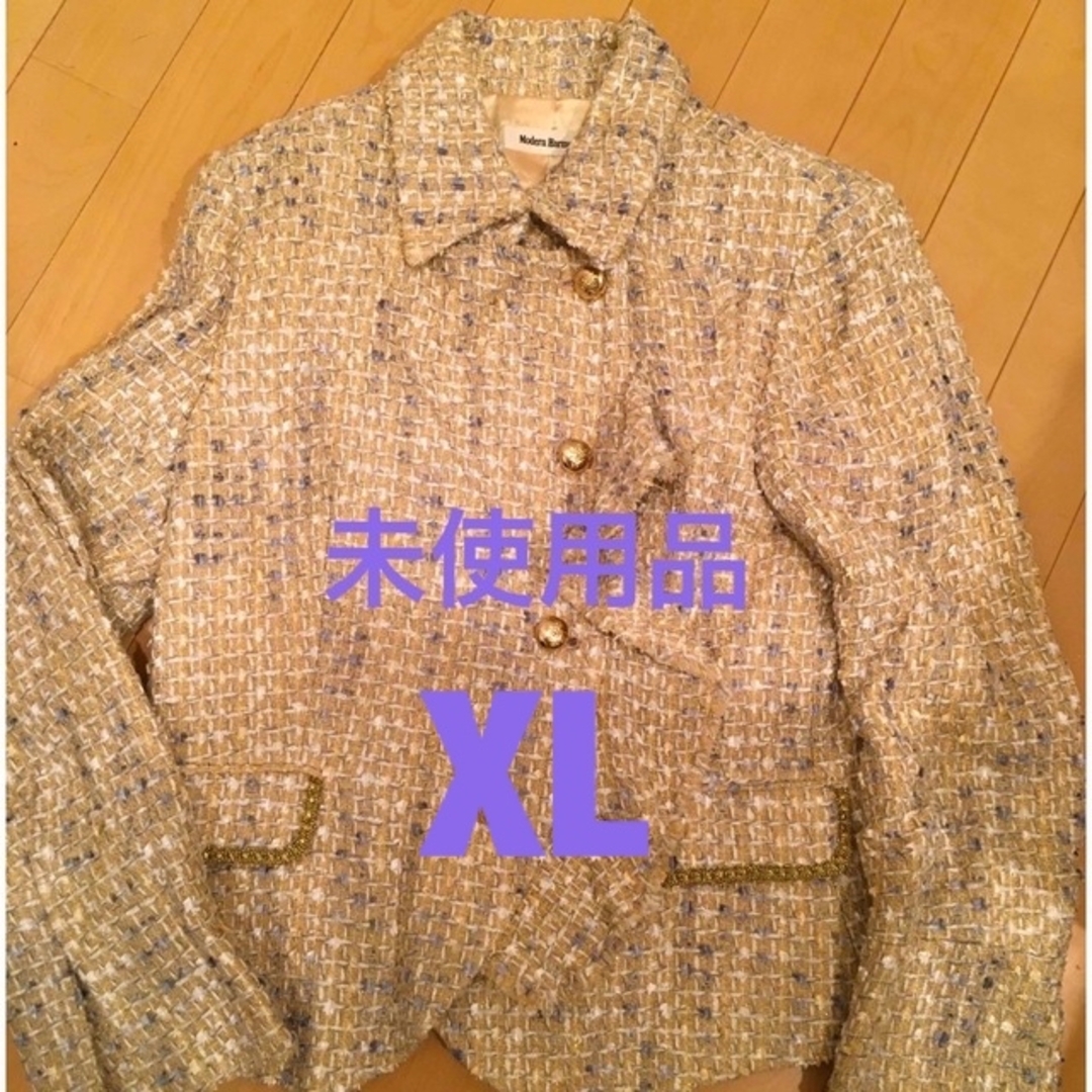 【お値下げ】XL  ツイードジャケット　ゴールド　新品