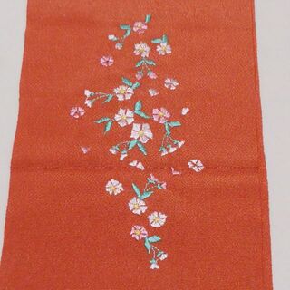 赤　刺繍半衿　半襟　半えり　長襦袢　えり　新品　和装小物　着物　振袖(和装小物)