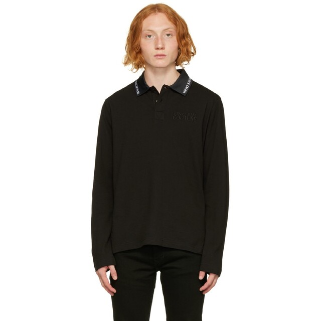 VERSACE JEANS COUTURE 長袖ポロシャツ ブラック Lサイズ | mawadgroup.com