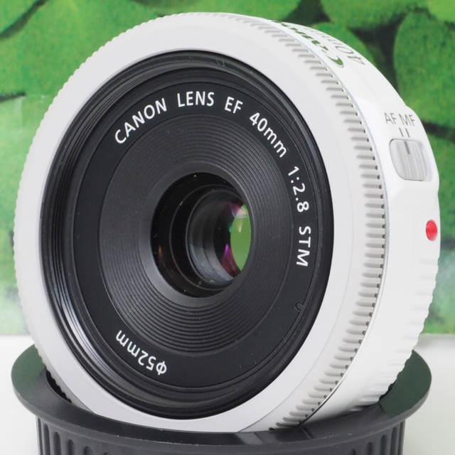 美品】キヤノンEF40mmf2.8STM❤希少色ホワイト❤背景ぼかしの神レンズ-