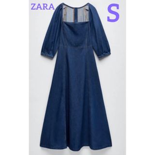 ザラ(ZARA)の【最終お値下げ】ZARA 新品未使用 デニムワンピース S(ロングワンピース/マキシワンピース)