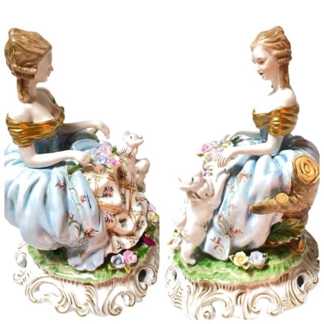 MEISSEN(マイセン)の圧巻 27cm 美品 マイセン 一級品 1934年 双剣 箱 婦人 フィギュリン エンタメ/ホビーの美術品/アンティーク(陶芸)の商品写真