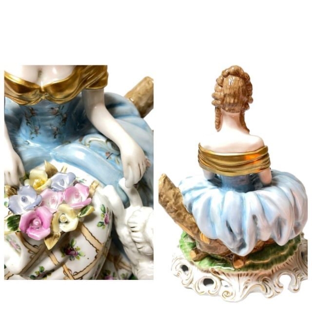 MEISSEN(マイセン)の圧巻 27cm 美品 マイセン 一級品 1934年 双剣 箱 婦人 フィギュリン エンタメ/ホビーの美術品/アンティーク(陶芸)の商品写真