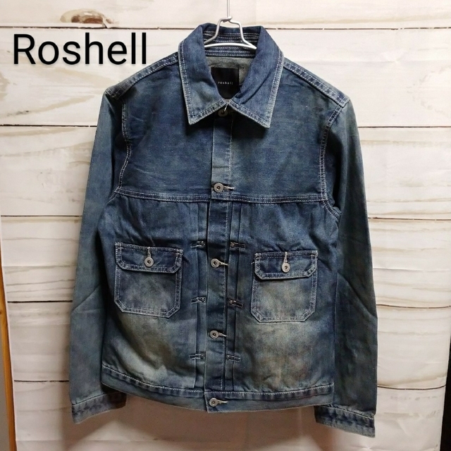 【Roshell】ヴィンテージ加工 デニムジャケット  ネイビー  Ｌ  メンズ
