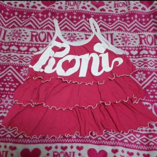 ロニィ(RONI)のロニ  キャミソール Ｍ  ピンク ふりふり チュニック(Tシャツ/カットソー)