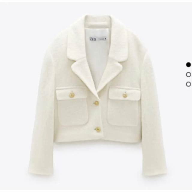 ZARA】クロップドボアジャケット ゴールドボタン 新品同様【XSサイズ】-