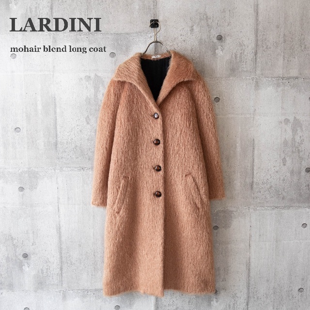 【LARDINI】ロングコート　モヘア混　花形　高級　希少　Lサイズ　美品