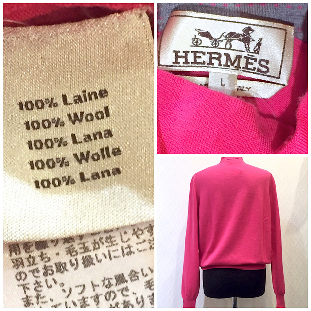 Hermes(エルメス)のHERMES エルメス ウール ハイネック ニット トップス ピンク レディースのトップス(ニット/セーター)の商品写真