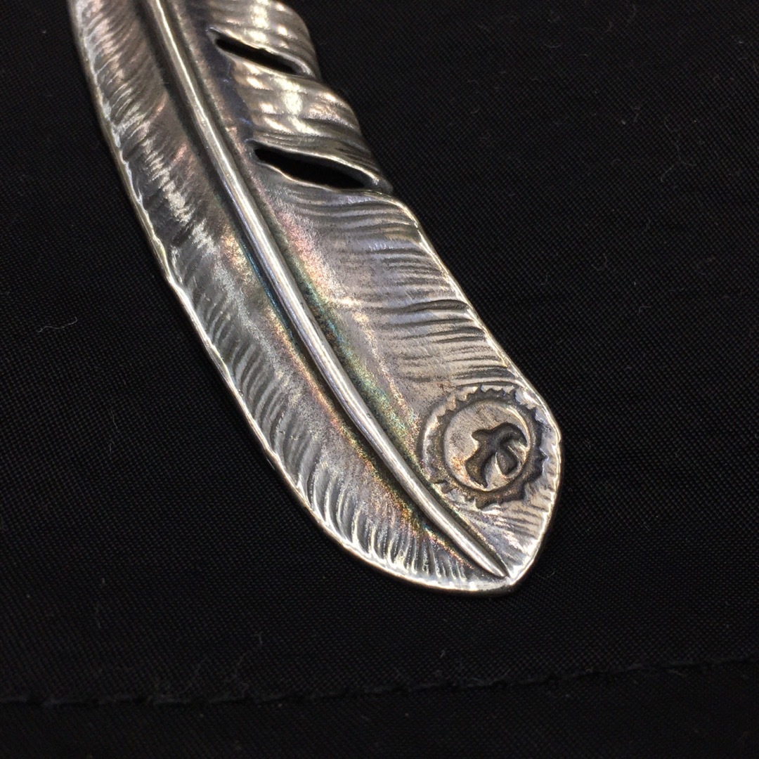 オールド 唐草 OLD ターコイズ付き先金特大フェザー 左向き オールド 唐草 OLD ターコイズ付き先金特大フェザー 左向き