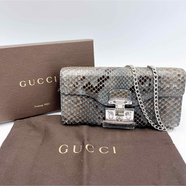 グッチ GUCCI パイソン チェーンウォレット 二つ折り長財布 パイソン