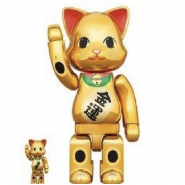 新品未使用◦備考送込 NY@BRICK 招き猫 金運 金メッキ 100％ & 400％