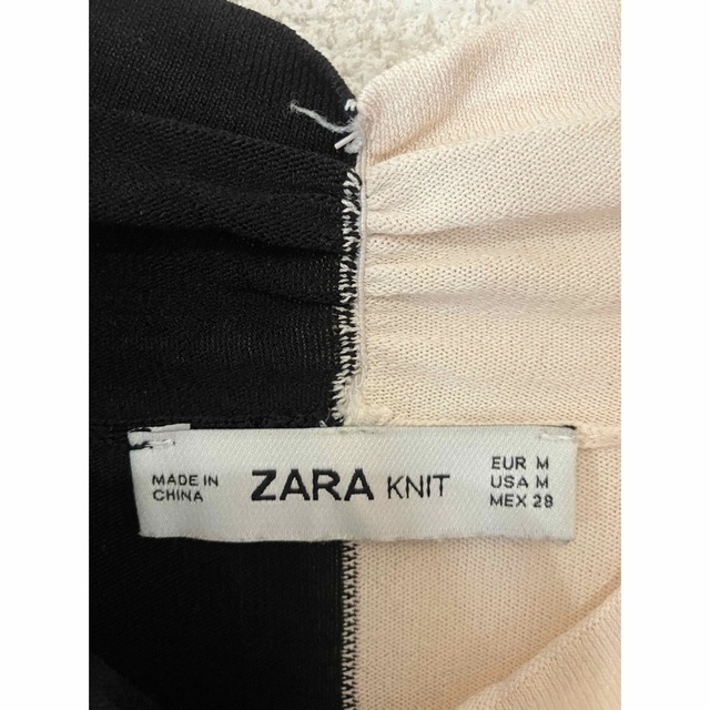 ZARA(ザラ)のZARA KNIT バイカラーギャザーニット　size M レディースのトップス(ニット/セーター)の商品写真