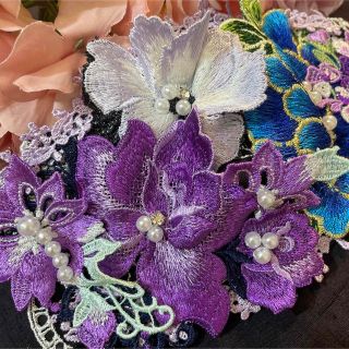 1点限り　豪華ゴージャス　サルート刺繍レースマスク　お花お花