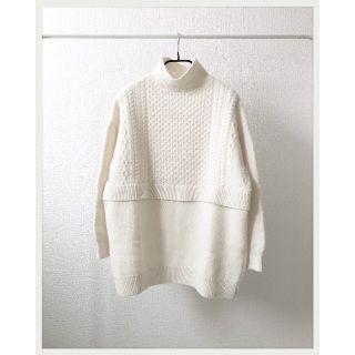 MARW UNITED ARROWS ハイネックニット ケーブル柄 グレー F