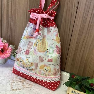 体操服袋　体操着入れ　 お着替え袋　巾着袋★クッキング柄　レッド　ハンドメイド(体操着入れ)