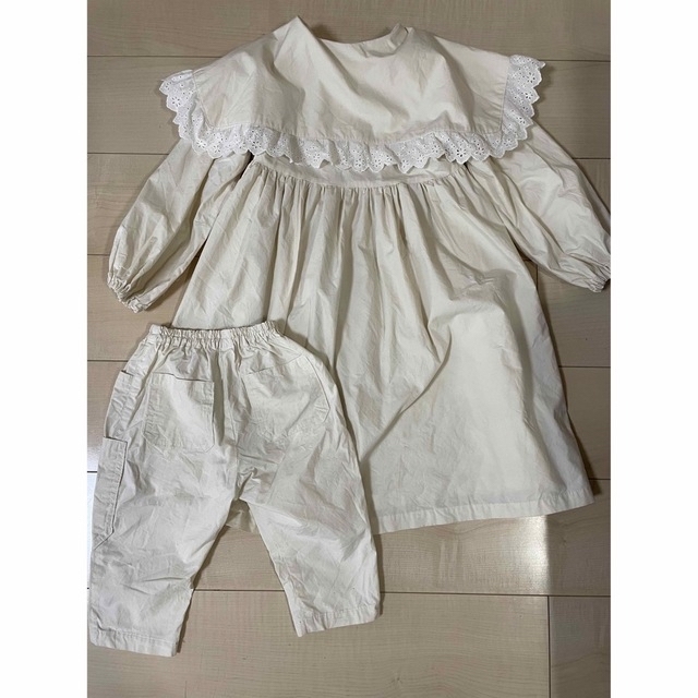 ハンドメイド＊ワンピース110＆パンツ90 キッズ/ベビー/マタニティのキッズ服女の子用(90cm~)(ワンピース)の商品写真