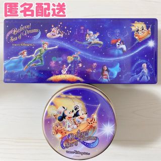 ディズニー(Disney)のビリーヴ！ シーオブドリームス お菓子 缶 2点セット 匿名配送(キャラクターグッズ)