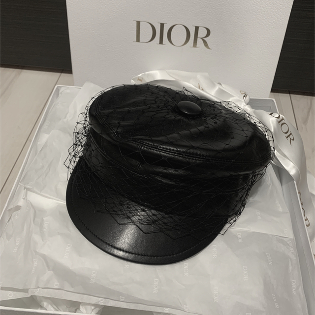 Christian Dior - Dior チュール付きレザーキャスケット