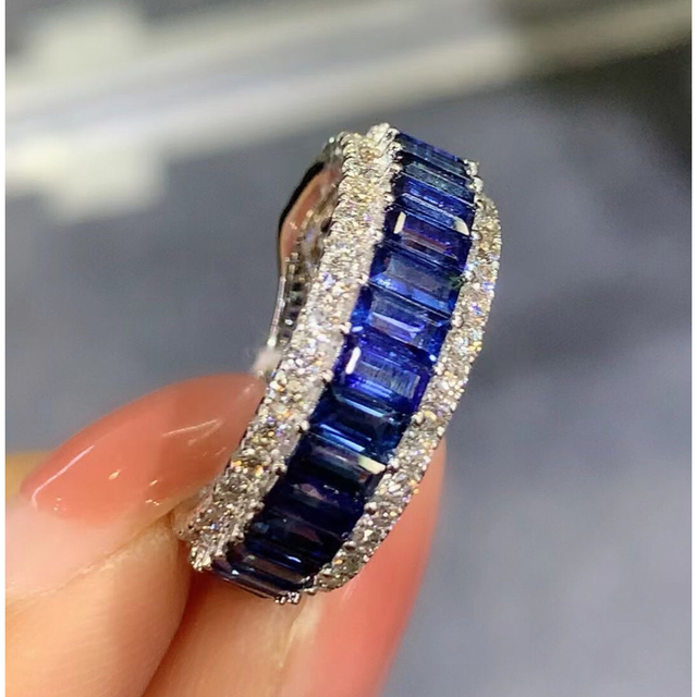 天然 ブルーサファイア ダイヤ リング4.2ct k18 ¥