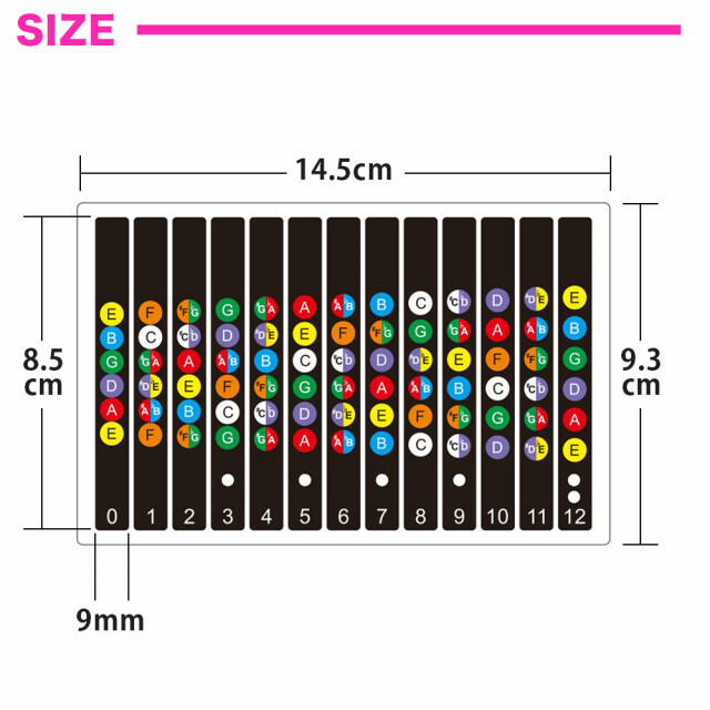 ギター指板音名シール 初心者 コード習得 12フレット ステッカー 練習 楽器のギター(エレキギター)の商品写真