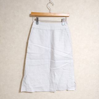 マーガレットハウエル(MARGARET HOWELL)のMARGARET HOWELL 578-8132014 HIGH DENSE LINEN サイズ0 ロングスカート ライトグレー レディース マーガレットハウエル【中古】3-0211M△(ロングスカート)