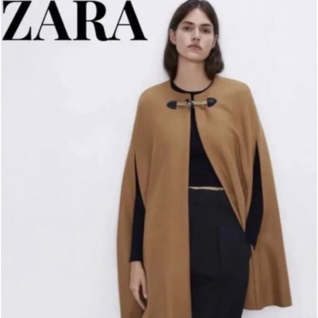 【限定価格】ZARA バックル付きケープコート XS ポンチョ