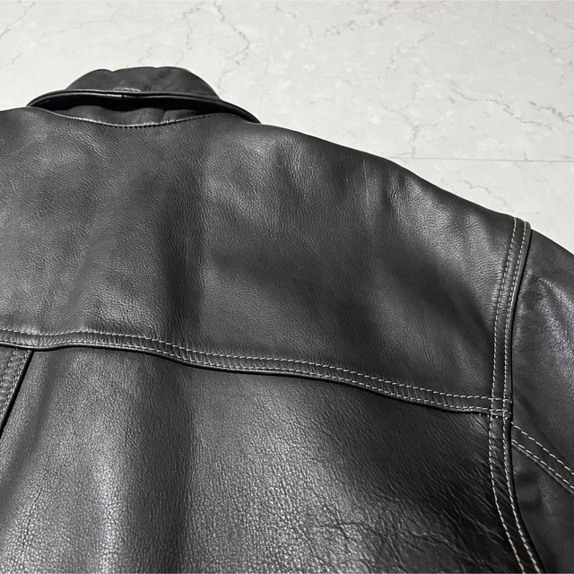GAP(ギャップ)の美品 レザージャケット 本革 ブラック 大きいサイズ メンズのジャケット/アウター(レザージャケット)の商品写真