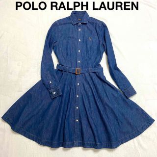 ポロラルフローレン(POLO RALPH LAUREN)のポロラルフローレン　デニムワンピース　ベルト付　ポニーロゴ(ロングワンピース/マキシワンピース)