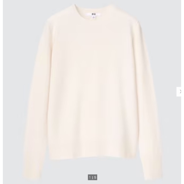 美品　UNIQLO　カシミヤクルーネックセーター　オフホワイト　白　L ユニクロ