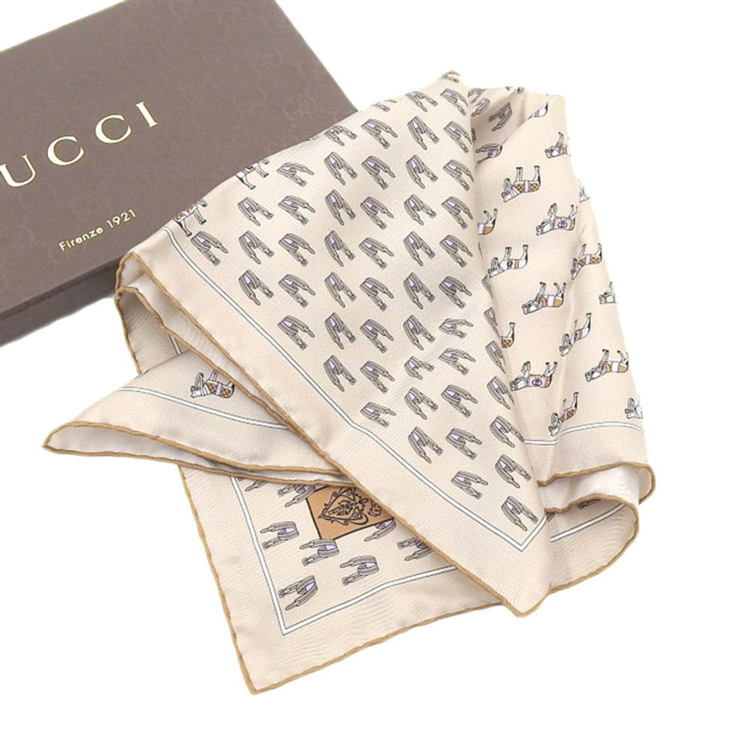 Gucci(グッチ)のグッチ GUCCI スカーフ シルク ベージュ 203448 中古 新入荷 GU0468 レディースのファッション小物(バンダナ/スカーフ)の商品写真
