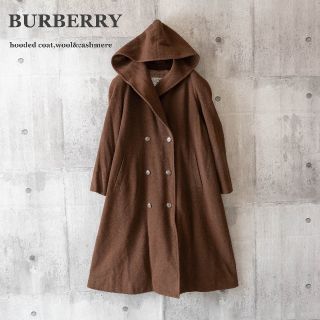 バーバリー(BURBERRY)の【BURBERRY】フーデッドロングコート　カシミヤ混　大きめ　Sサイズ(ロングコート)