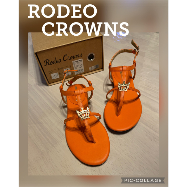 RODEO CROWNS(ロデオクラウンズ)の新品 ロデオクラウンズ 王冠 オレンジ ストラップ サンダル フラット カラフル レディースの靴/シューズ(サンダル)の商品写真