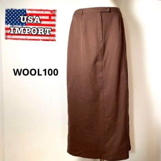 ウール100認定マーク付【アメリカ】超美品80sタイトスカート茶色裏地付き