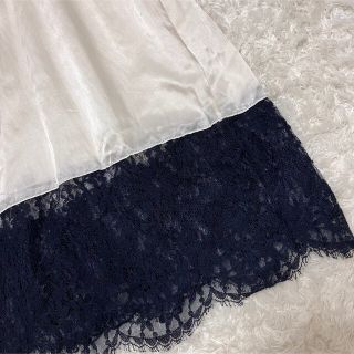 Drawer ドゥロワー ワンピース ロング ノースリーブ レース切替 シルク