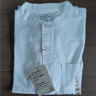ムジルシリョウヒン(MUJI (無印良品))の無印良品 スタンドカラーシャツ 長袖 140 新品(Tシャツ/カットソー)