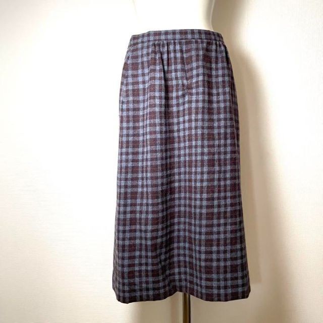 ロンドンガール【アメリカ】タイトスカート超美品ウール100青チェック