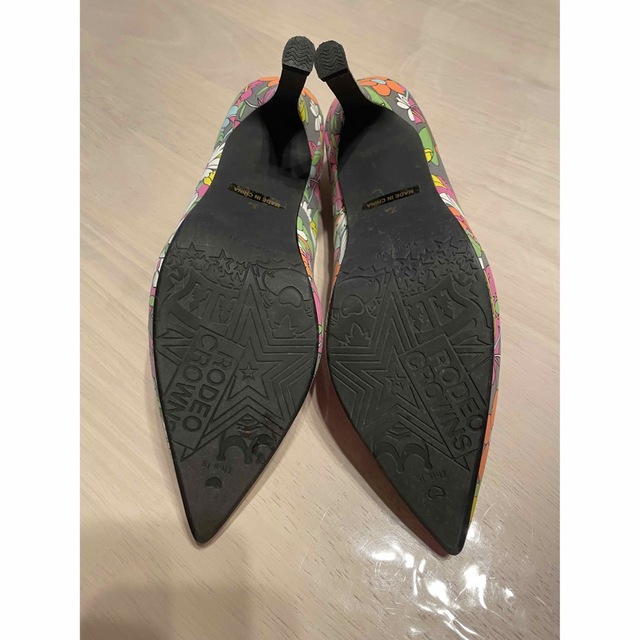 ロデオクラウンズ ハイヒール ピンヒール プラットフォームパンプス 花柄グレー 激安直営店 70.0%OFF ロデオクラウンズ花柄パンプス