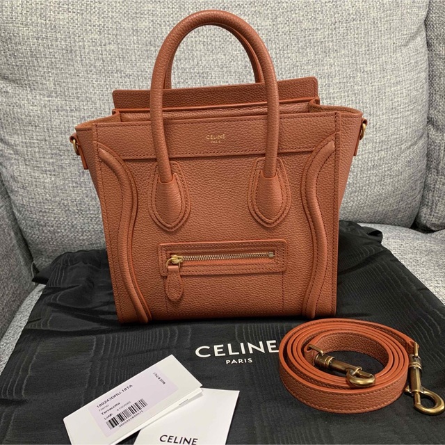 【保証書付】 celine - セリーヌ CELINE ラゲージナノ テラコッタ ハンドバッグ 【保証書付】 celine - セリーヌ CELINE ラゲージナノ テラコッタ ハンドバッグ