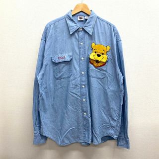 ディズニー(Disney)の90’s ディズニー DiSNEY  シャンブレー シャツ Pooh 刺繍 長袖 サイズ：XL 【中古】(シャツ)