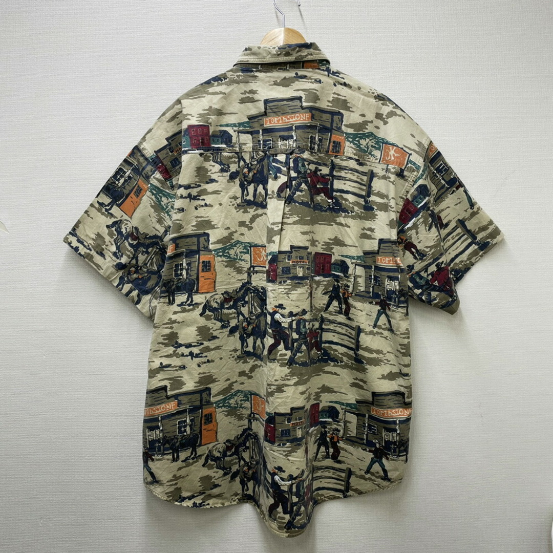 GANT SALTY DOG 総柄シャツ 半袖 馬柄 ウエスタン柄 サイズ：XL ベージュ×ネイビー×ブラウン Deadstock デッドストック  Trapper Twill メンズのトップス(シャツ)の商品写真