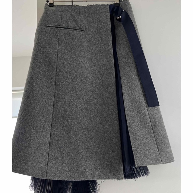 ☆美品 sacai サカイ 異素材 ラップ プリーツ スカート アシンメトリー