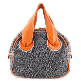 ボッテガヴェネタ(Bottega Veneta)の【BOTTEGAVENETA】ボッテガヴェネタ ウール×カーフ グレー/オレンジ レディース ハンドバッグ(ハンドバッグ)