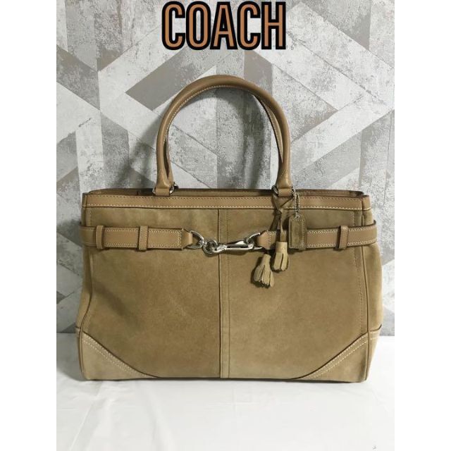 【美品】COACH コーチ 5J09 スエード トートバッグ ショルダーバッグ